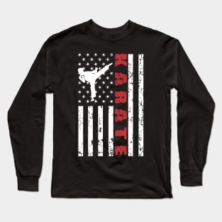 Karate Cobra American Flag Long Sleeve T-Shirt